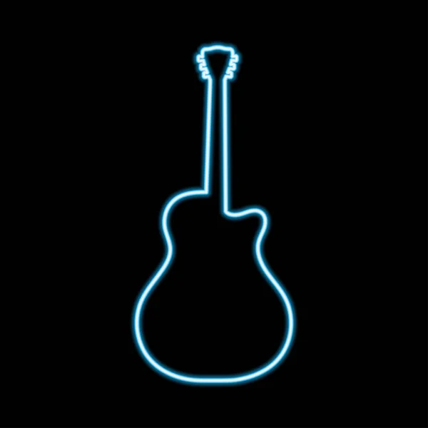 Guitarra acústica neón azul resplandor de ilustración vectorial — Vector de stock