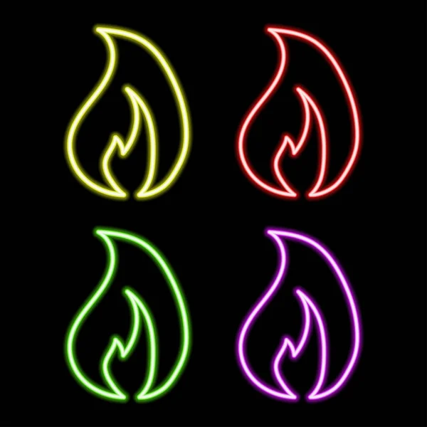 Neon vuur icoon. Elementen in neon stijl iconen. Eenvoudig neon vlam pictogram voor websites, web design, mobiele app, info graphics. Vector illustratie in neon stijl. — Stockvector