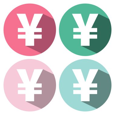 Vektör para birimi tanımlaması. Uzun gölgeli yena işareti.