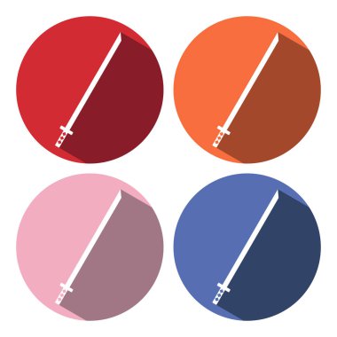 Japon katana simgesi. Japon katana vektör simgesi web için düz çizimi