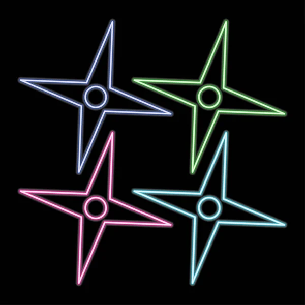 Shuriken Λαμπερό Neon Εικονίδιο Διάνυσμα Του Λογότυπου — Διανυσματικό Αρχείο