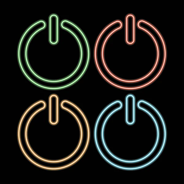 Power Knop Gloeiende Neon Icoon Gloeiend Logo Vector — Stockvector