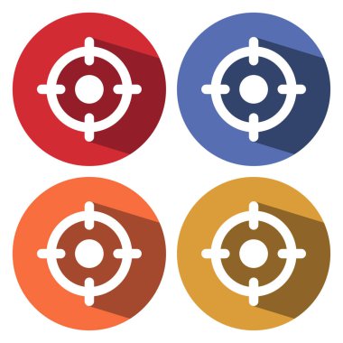 Düz beyaz hedef ağ simgesi Renk çemberleri üzerinde uzun damla gölgesi