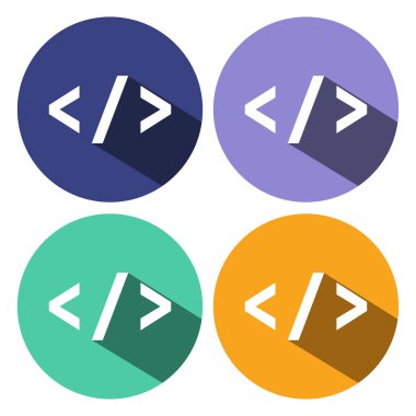 Simge programlama web geliştirme konsepti uzun gölgeli düz tasarım