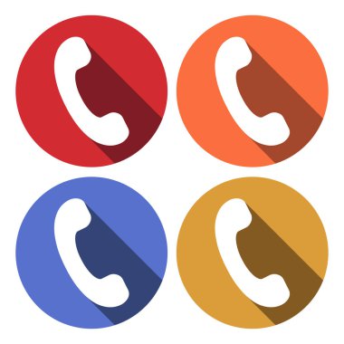 telefon simgesi - arka plan renklerinde izole edilmiş uzun gölgeli vektör çizimi