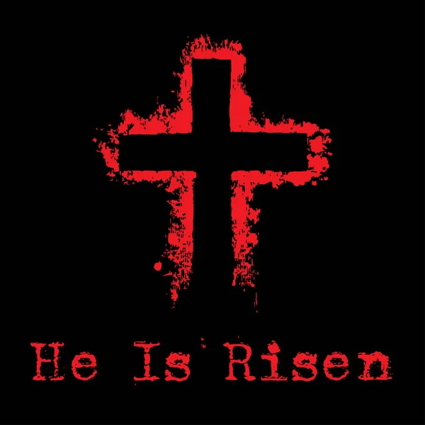 Risen Christian Cross Sign Grunge Effect — Stock Vector