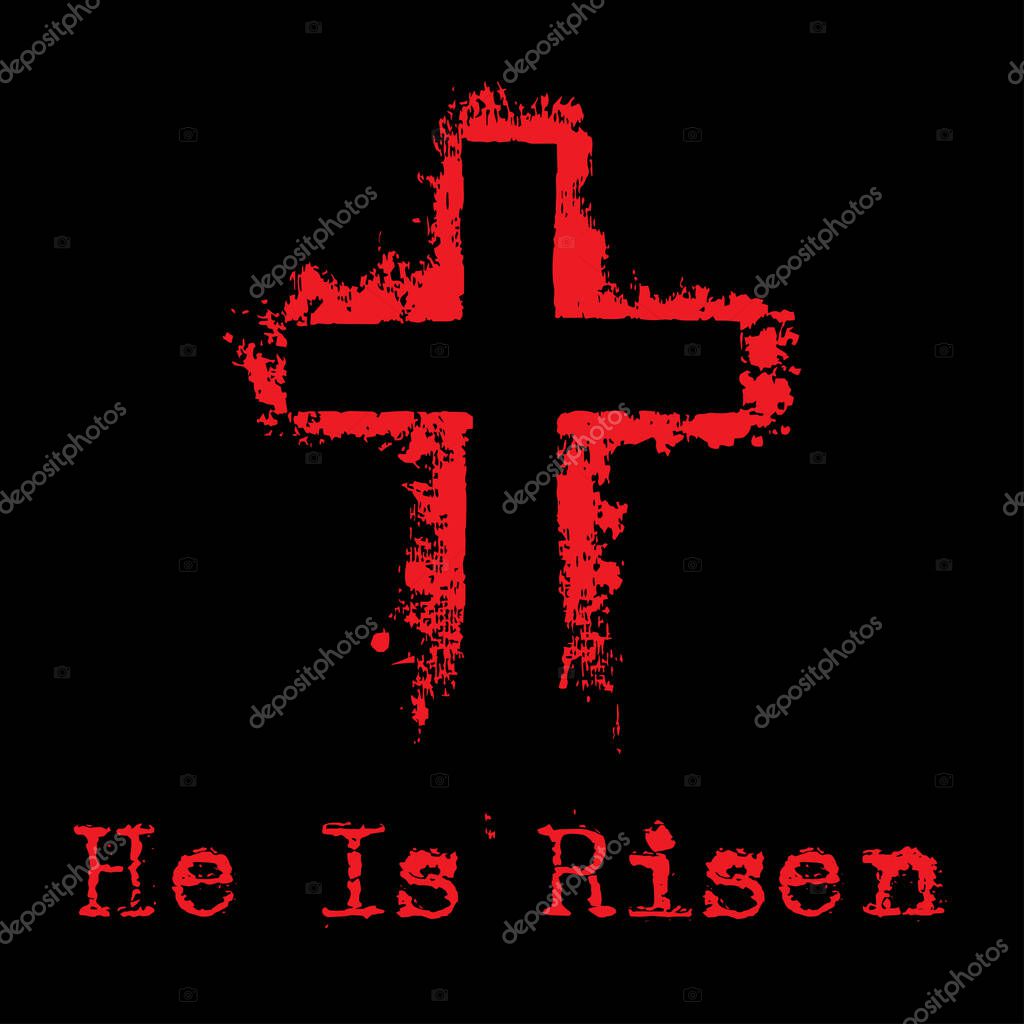 He is risen. Christian cross sign with grunge effect.
