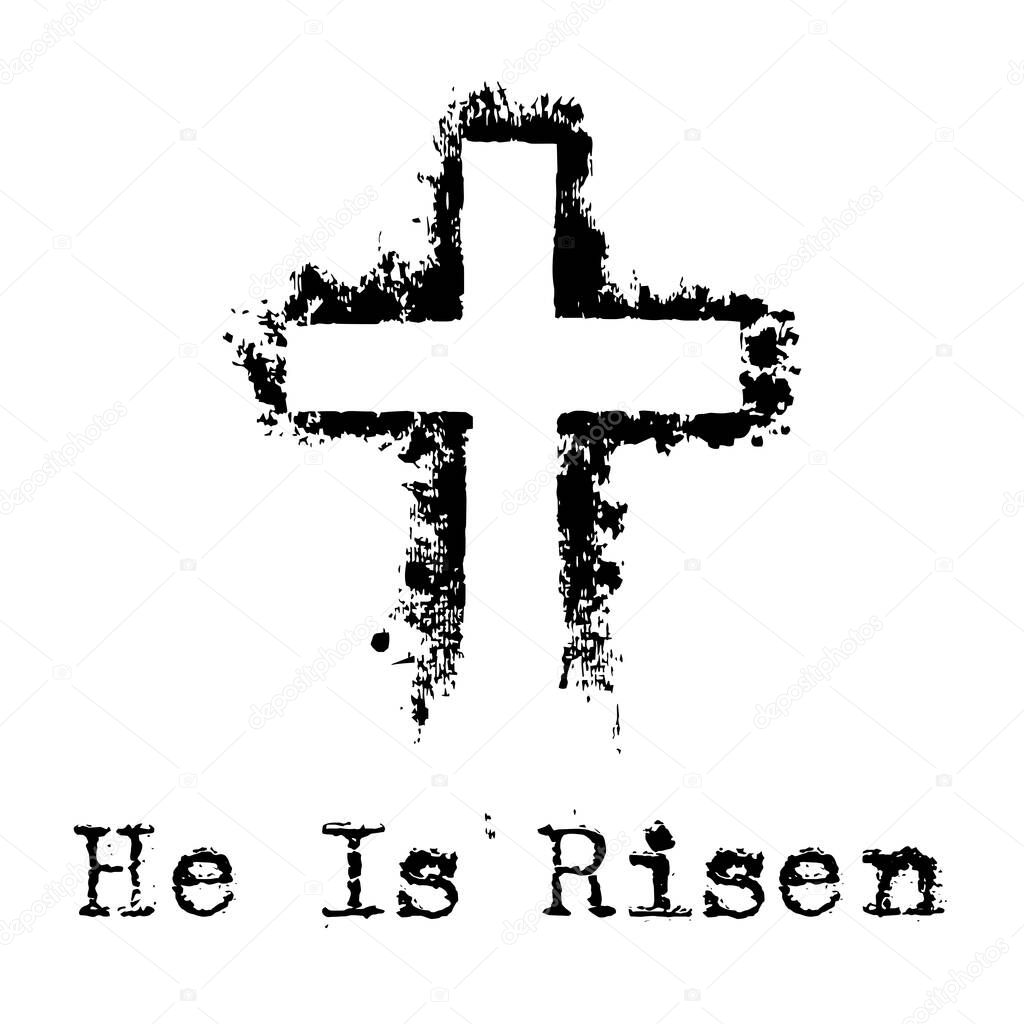 He is risen. Christian cross sign with grunge effect.
