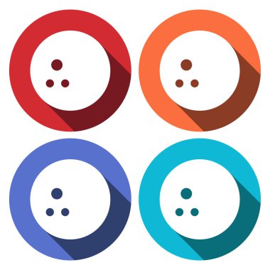 Bowling topu düz tasarım uzun gölge glif simgesi. Vektör siluet çizimi