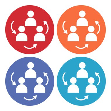 Beyaz Proje ekibinin üs simgesi uzun gölgeli izole edilmiş. İş analizi ve planlama, danışmanlık, takım çalışması, proje yönetimi. Geliştiriciler. Renkler düğmeleri yuvarlar. Vektör İllüstrasyonu