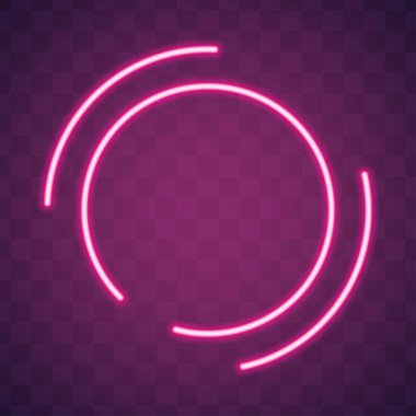 Neon parlak dairesel retro neon lamba. Koyu arkaplandaki mor renk. Vektör elektrik çerçevesi.