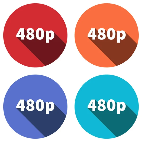 480P Video Icon Design Long Shadow Vector — Stock Vector