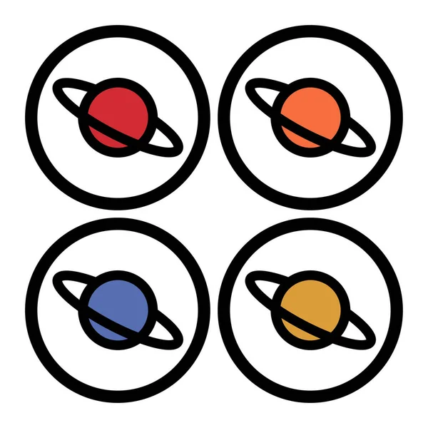 Pianeta Saturno Con Sistema Anello Planetario Icona Vettoriale Piatta Applicazioni — Vettoriale Stock