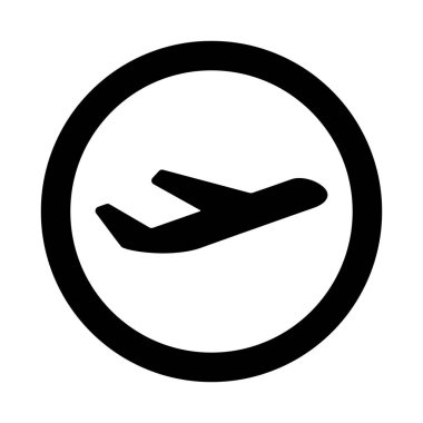 Uçak uçuş biletleri hava sinek seyahat kalkış siluet öğesi. Uçak sembolü. Seyahat etmek simge. Düz tasarım. EPS 10.