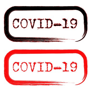 Beyaz arkaplanda izole edilmiş Covid-19 koronavirüs vektör simgesi simgesi pankartı