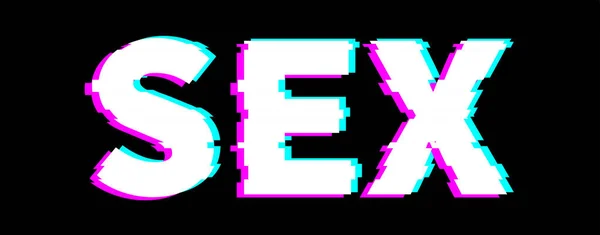 Das Wort Sex Verzerrtem Glitch Stil Auf Schwarzem Hintergrund Gestaltungselement — Stockvektor