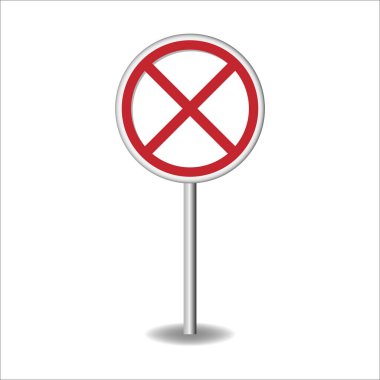 Yol işareti boş. Gerçekçi kırmızı yol işareti