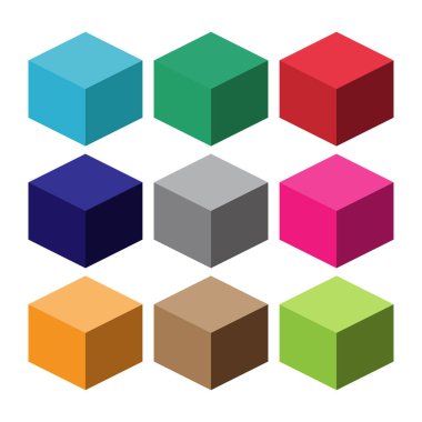 Küp simgeleri. Beyaz arkaplanda izole edilmiş renk küpleri .