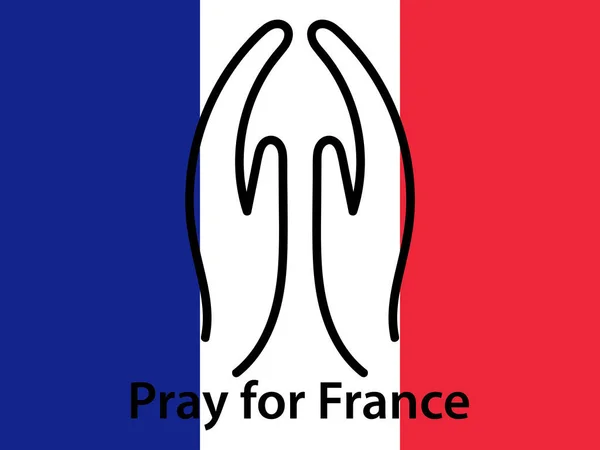 Προσεύχονται Χέρια Την Εθνική Σημαία Της Γαλλίας Προσευχηθείτε Για Γαλλία — Διανυσματικό Αρχείο