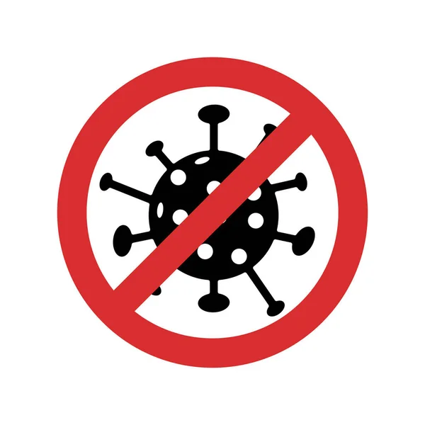 Coronavirus Symbol Mit Rotem Verbotsschild 2019 Ncov Novel Coronavirus Bacteria — Stockvektor