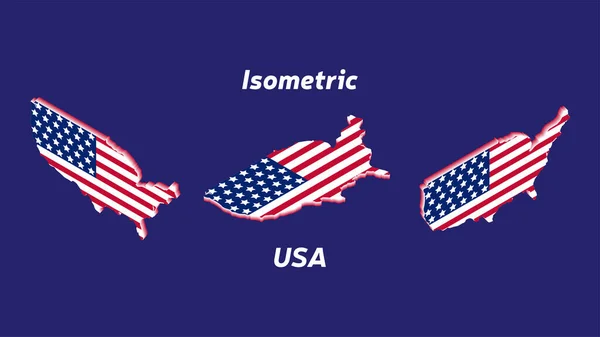 Isometric Usa Continent National Flag Usa Illustration American Flag Country — Stock Vector