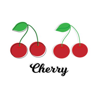 Kırmızı kiraz vektör simgesi. Kırmızı kiraz beyaz arka plan üzerinde izole