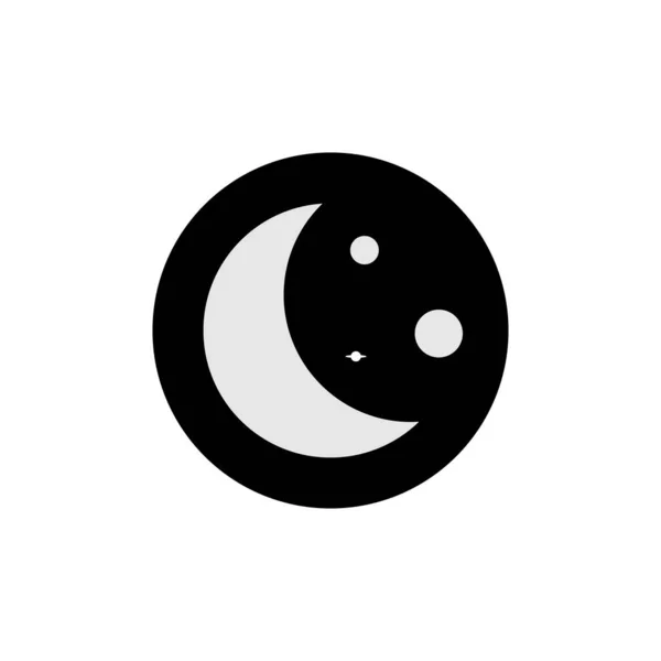 Moon Icon Black Circle Illustration White Background — Stock Vector