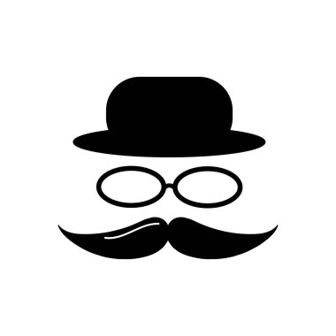 Melon şapka ve bıyık. Vektör illüstrasyonu