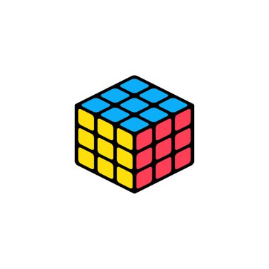 Uygulamalar ve web siteleri için Rubik küp 3d kombinasyon bulmaca çizgisi sanat vektör simgesi