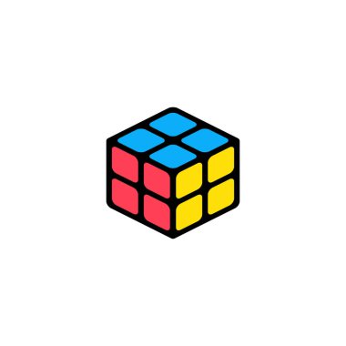 Uygulamalar ve web siteleri için Rubik küp 3d kombinasyon bulmaca çizgisi sanat vektör simgesi