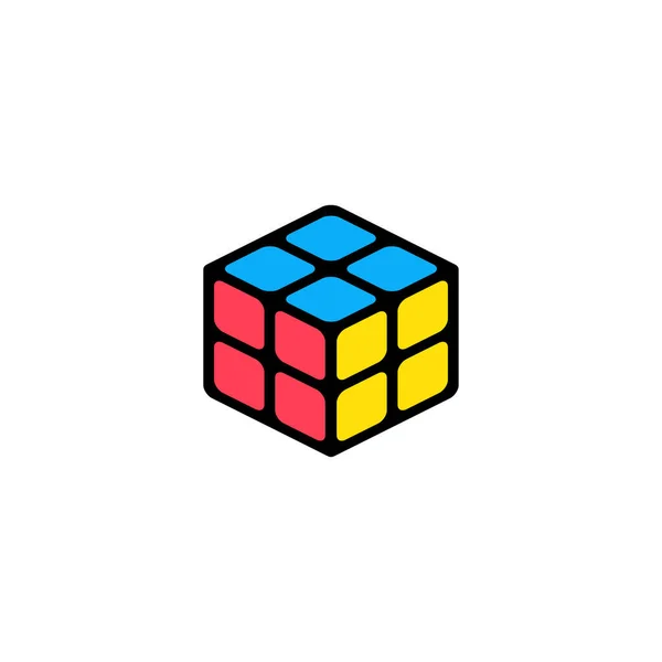 Uygulamalar ve web siteleri için Rubik küp 3d kombinasyon bulmaca çizgisi sanat vektör simgesi