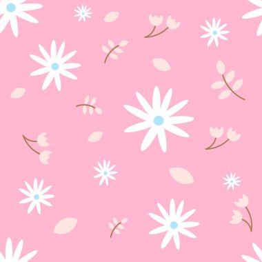 Çiçekler ve yapraklarla kusursuz bir tekrarlama şekli. El yapımı kumaş, hediye paketi, duvar tasarımı.