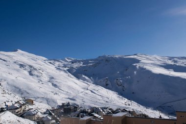 Sierra Nevada, İspanya 'da kar manzarası