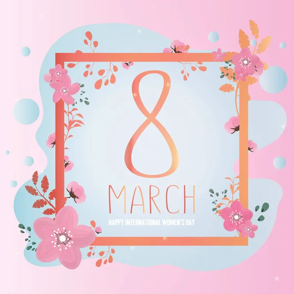 March Banner Postcard Happy International Women Day Illustrations Can Used — Stock Vector