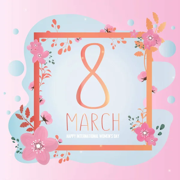 Banner Del Marzo Postal Feliz Día Internacional Mujer Las Ilustraciones — Vector de stock