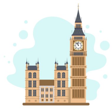 Big Ben Tower, Londra 'nın Vektör İllüstrasyonu. Büyük Ben simgesi 