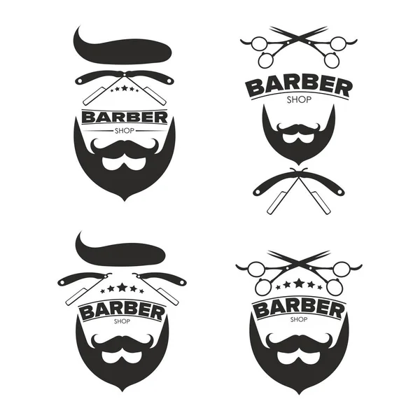 Set Badge Barbiere Barbieri Mano Lettering Collezione Elementi Design Logo — Vettoriale Stock