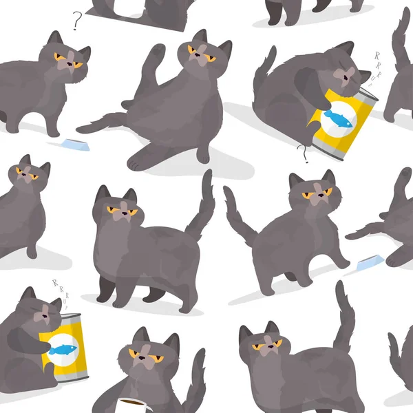Funny Cat Sample Pattern Endless Background Vector Illustration — Stock Vector