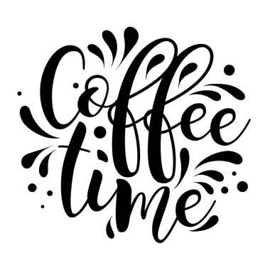 Coffee time logo. Coffee break. Vector illustration of handwritten letters. Vector elements for cafe, market, cafe design, restaurant menu and recipes.