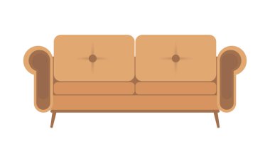 Düz kahverengi kanepe. İç tasarım için uygun. Ev kanepesinin vektör çizimi..