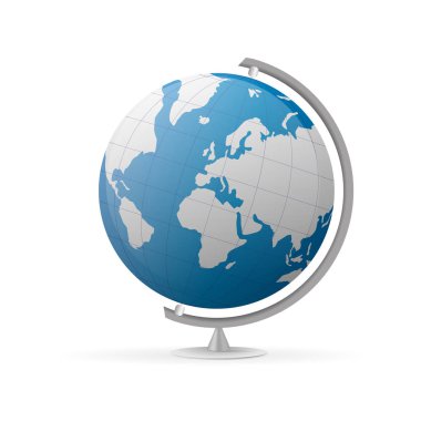 Volumetrik vektör küresi. Beyaz bir arkaplanda izole edilmiş dünya.