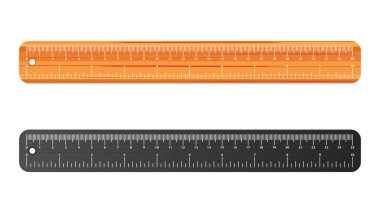  25 cm tahta cetvel. Tahta desenli bir cetvel. Vektör illüstrasyonu.