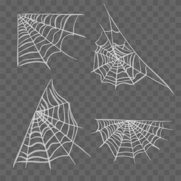 Spider Web Transparent Background Vector Spider Web Set Good Halloween — Stock Vector