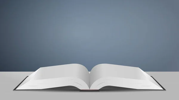 Чорна Відкрита Книжка Столі Сірий Фон Реалістичний Вигляд Боку Книги — стокове фото