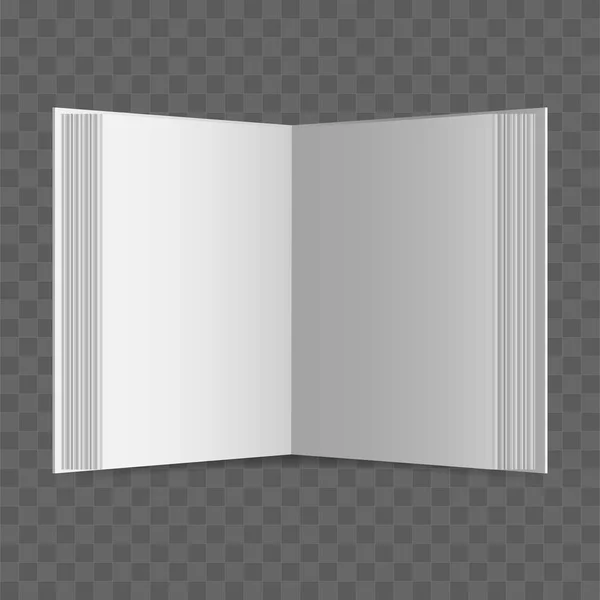 Otevřít Knihu Průhledném Pozadí Realistická Prázdná Kniha Vektorová Ilustrace — Stockový vektor