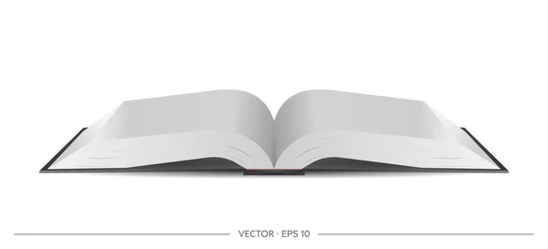 Černá Otevřená Kniha Izolované Bílém Pozadí Realistické Knihy Boční Pohled — Stockový vektor