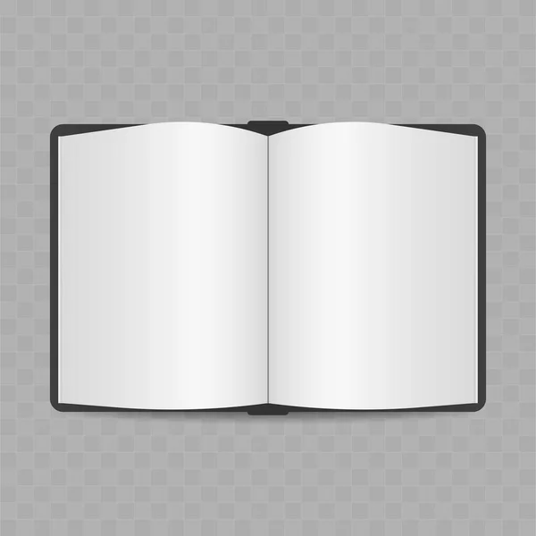 Otevřít Pohled Shora Knihy Realistická Prázdná Kniha Průhledném Pozadí Vektorová — Stockový vektor