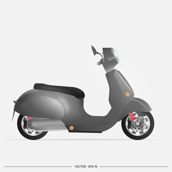 Realistisk Svart Vintage Moped Svart Skoter Isolerad Vit Bakgrund Vektorillustration — Stock vektor
