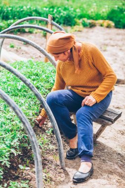 Olgun kadın alanında çalışan 