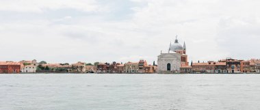 Panoramic view of Venice on the water, Italy